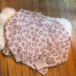 Pink Rose pink Leopard Print Sweater